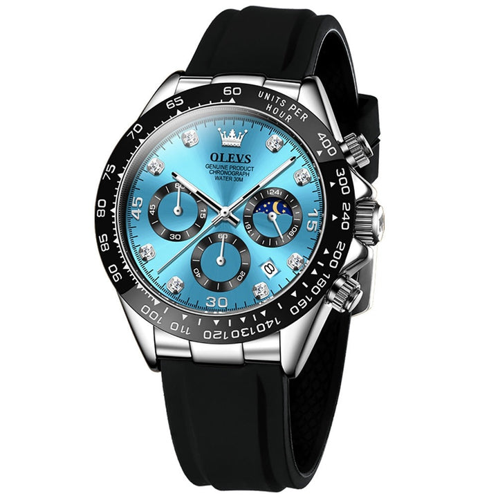 OLEVS 2875 Quartz Watches Men Wrist Luxury strap Blue Leather OLEVS