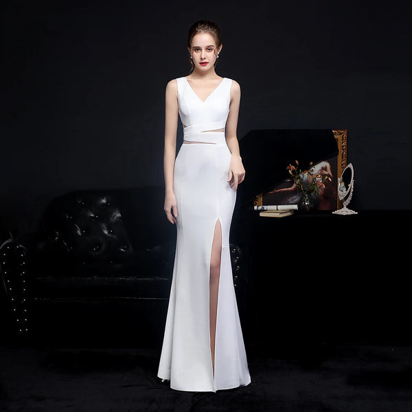 New Design Dresses V-neck Beading Crystal Satin Bridesmaid |1mrk.com