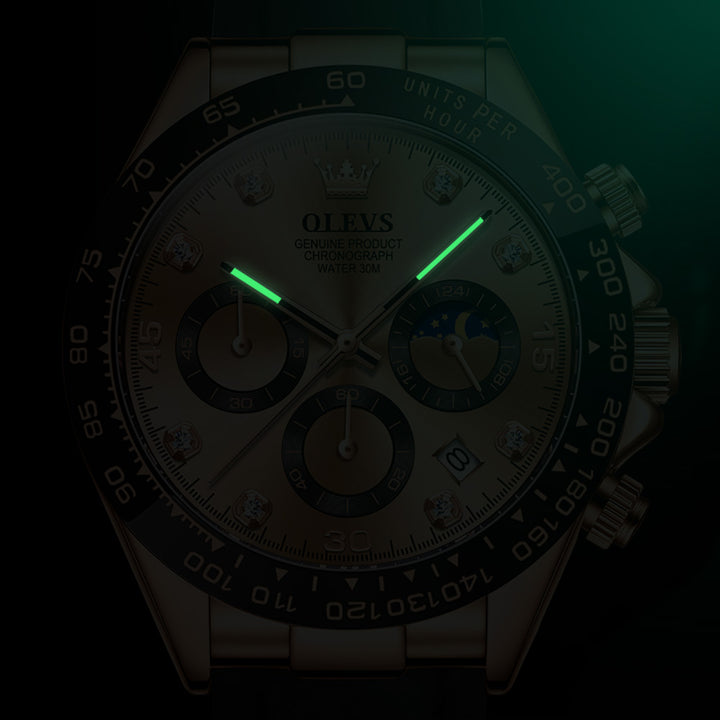 OLEVS 2875 Quartz Watches Men Wrist Luxury strap Blue Leather | 1mrk.com
