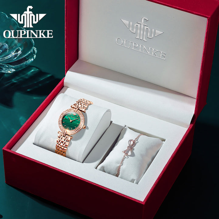 Oupinke 3191 wristwatch Women Linked Diamond Rose New Hot Quartz Oupinke
