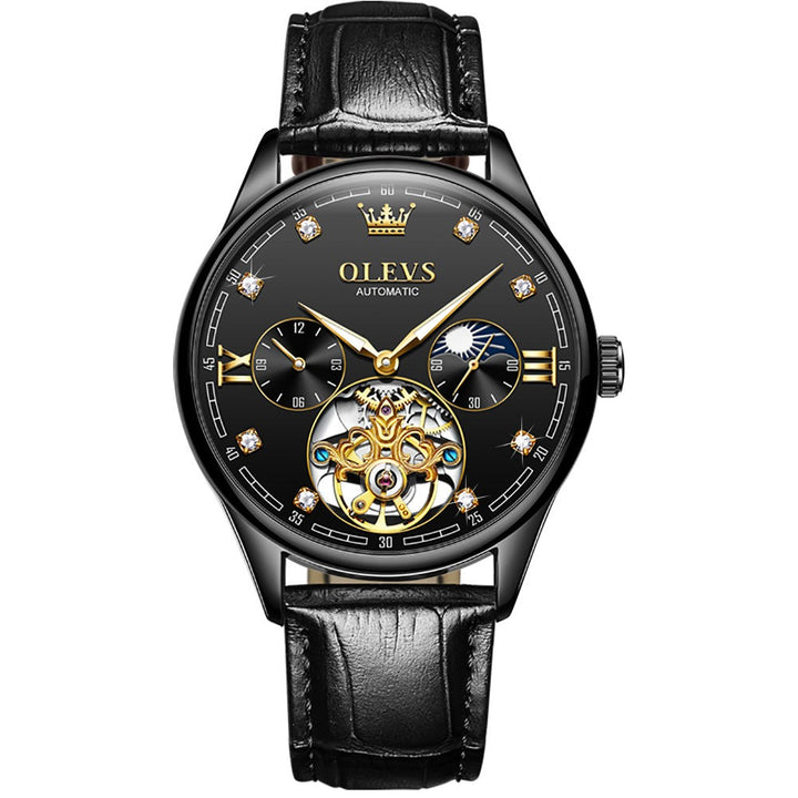 OLEVS 3601 Men Automatic Watch luxury business Leather Luminous OLEVS