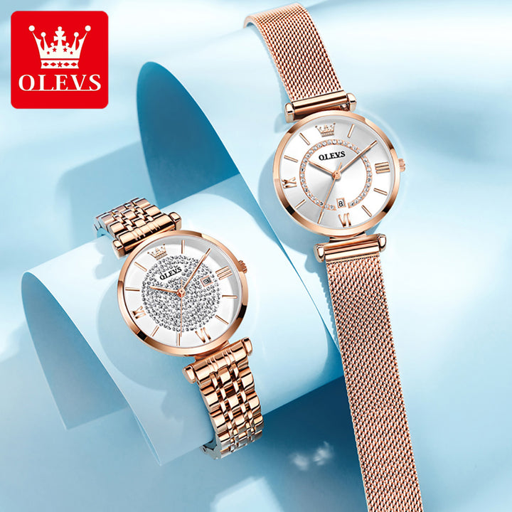 OLEVS 6892 WristWatc Brand Lady Young Girls Stainless Steel Mesh OLEVS
