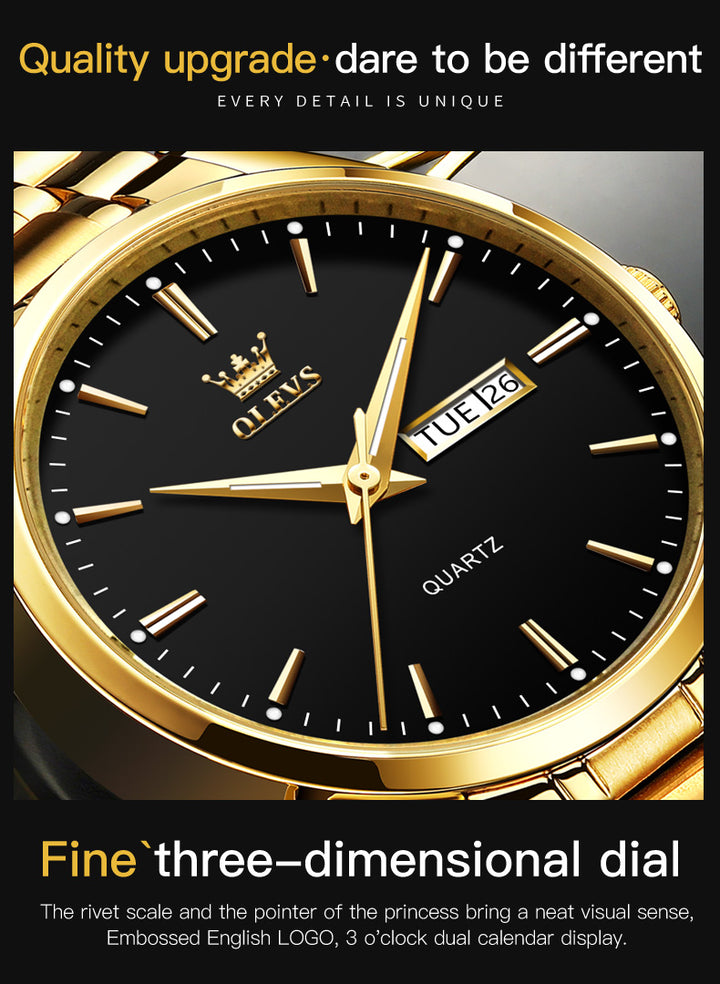 Watches OLEVS 6898 Brand Men Quartz Waterproof Moon Gold Stainless Steel | 1mrk.com