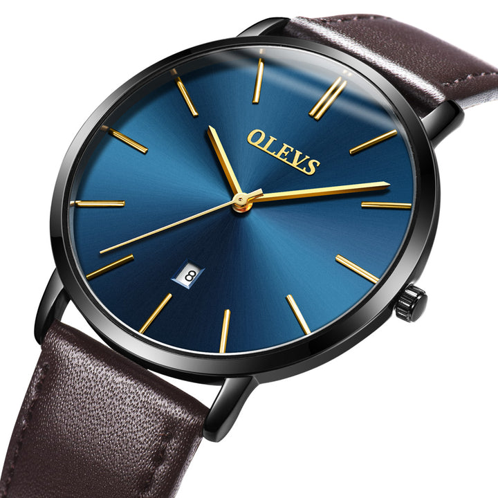 OLEVS 5869 Brand Watch Mens New Fashion Sports Style Genuine Leather olevs