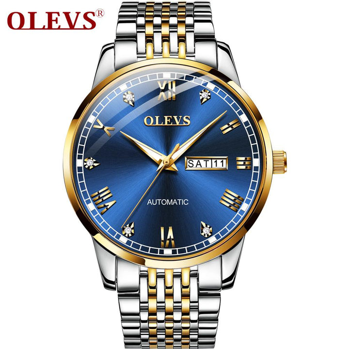 OLEVS 6602 Classic Date Mechanical Watch Men Stainless Steel Band | 1mrk.com
