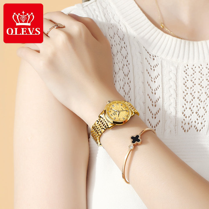 Olevs 6630 watches women Top Brand Luxury Bracelet Lady Gold Watch OLEVS
