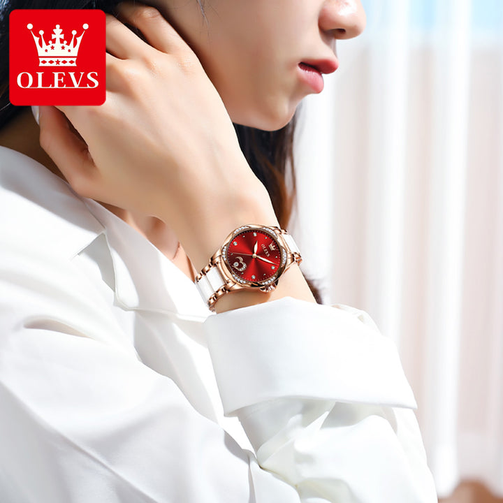 OLEVS 6631 Watches Ceramic Women Luxury Lady Mechanical Flower | 1mrk.com