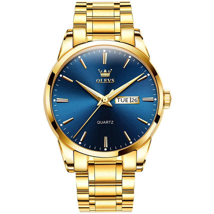 Watches OLEVS 6898 Brand Men Quartz Waterproof Moon Gold Stainless Steel OLEVS
