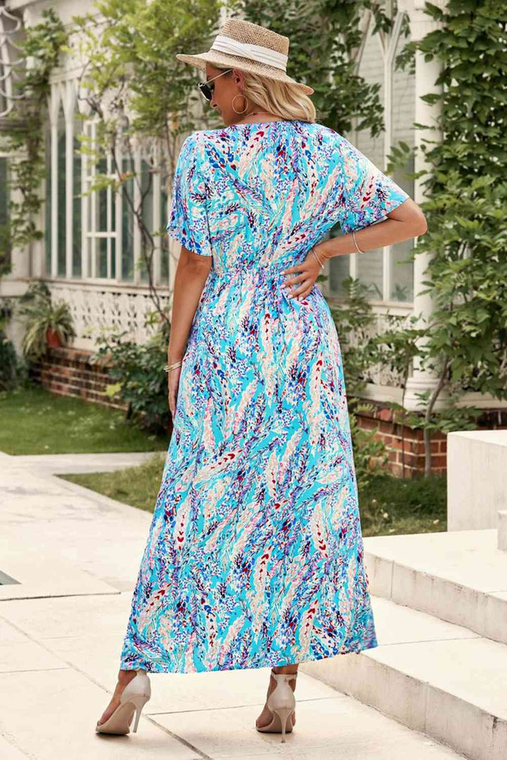 Multicolored V-Neck Maxi Dress |1mrk.com