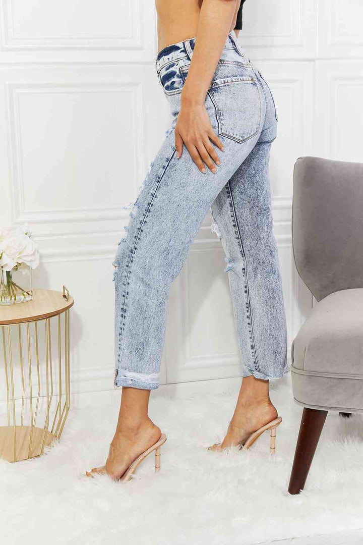 Kancan Kendra High Rise Distressed Straight Jeans | 1mrk.com