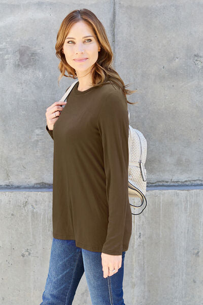 Basic Bae Full Size Round Neck Long Sleeve Top | 1mrk.com