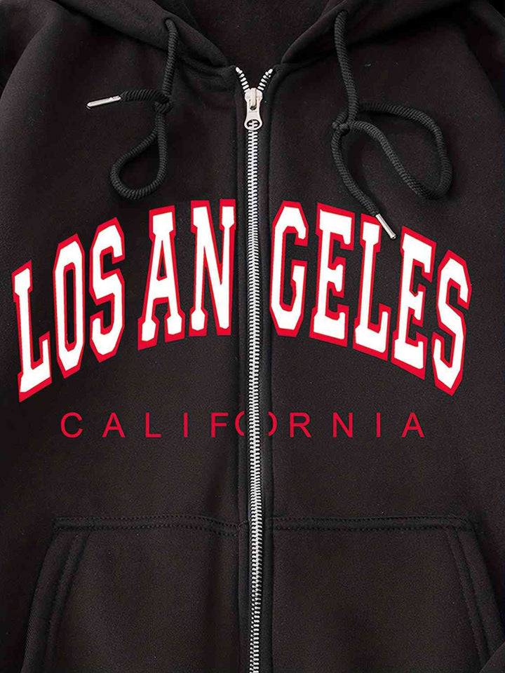 LOS ANGELES CALIFORNIA Graphic Drawstring Hooded Jacket | 1mrk.com