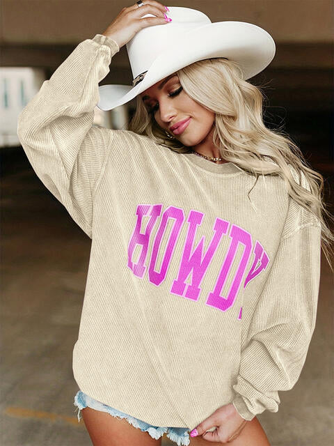 Full Size HOWDY Graphic Round Neck Sweatshirt |1mrk.com