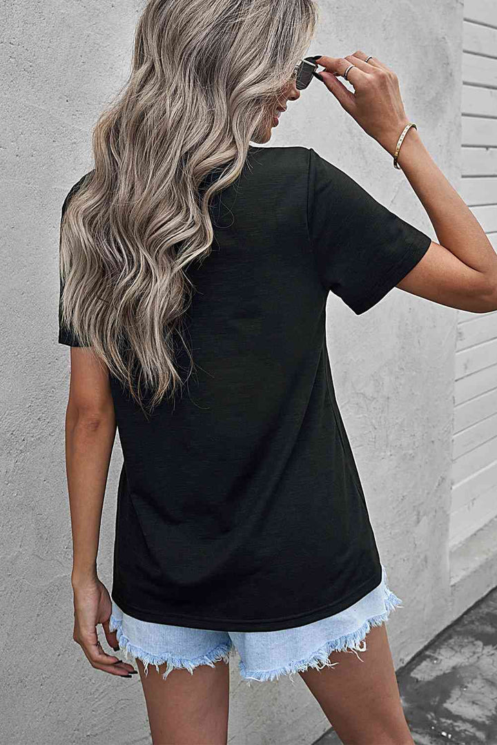 SLAY GOLDEN Distressed Round Neck Tee | 1mrk.com