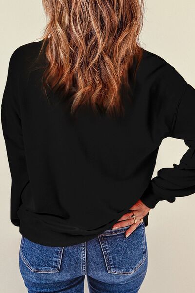 Sequin Santa Patch Round Neck Sweatshirt |1mrk.com