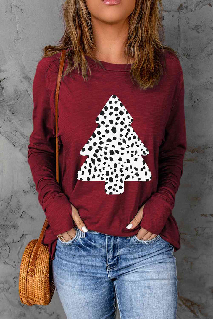 Christmas Tree Graphic Long Sleeve T-Shirt | 1mrk.com