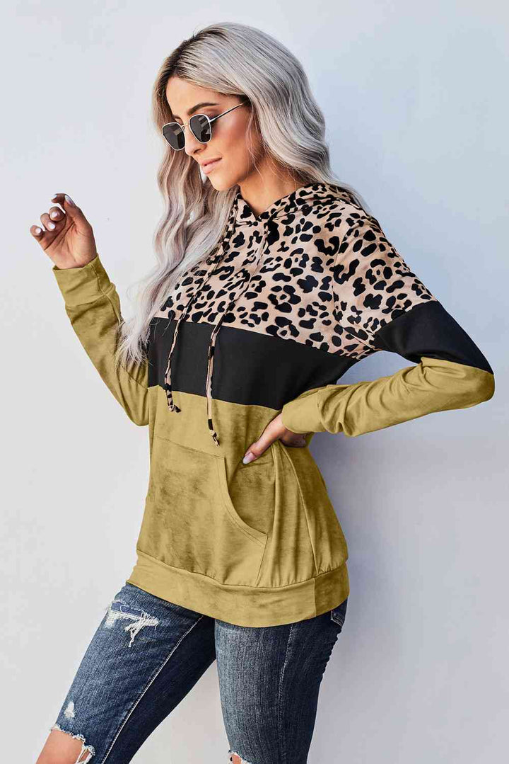 Leopard Color Block Hoodie | 1mrk.com