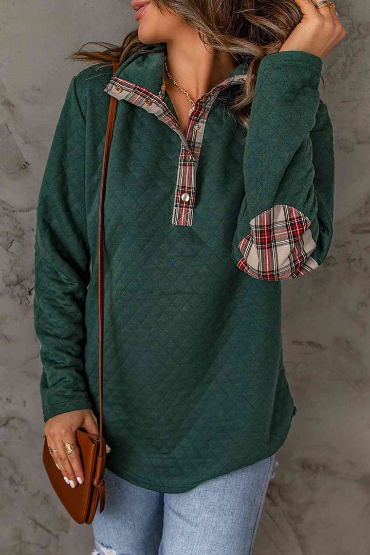 Plaid Snap Down Sweatshirt |1mrk.com