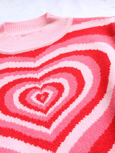 Heart Mock Neck Long Sleeve Sweater |1mrk.com