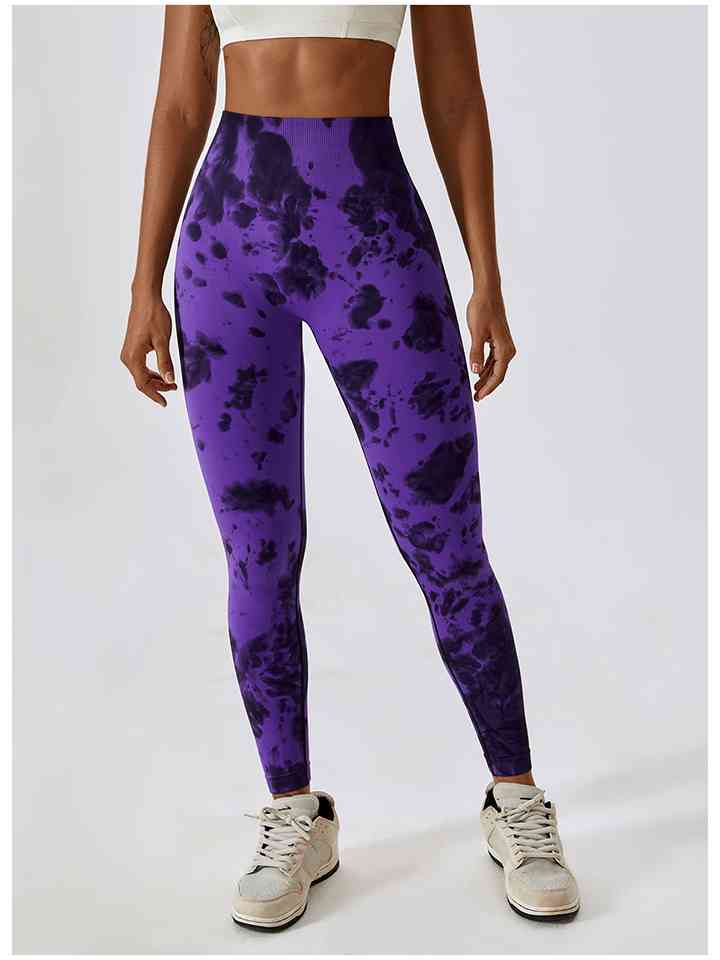 Tie Dye Wide Waistband Active Leggings |1mrk.com