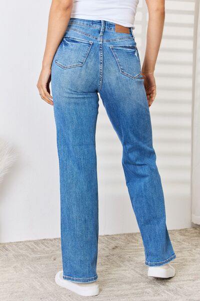 Judy Blue Full Size High Waist Distressed Straight-Leg Jeans |1mrk.com