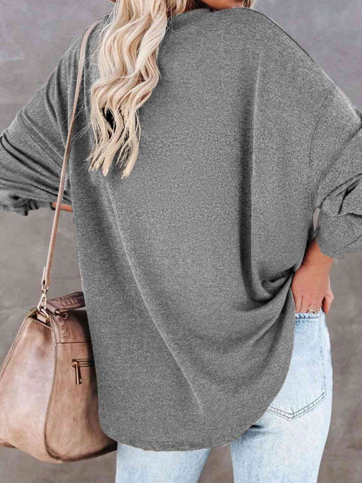 Buttoned Drop Shoulder Top | 1mrk.com