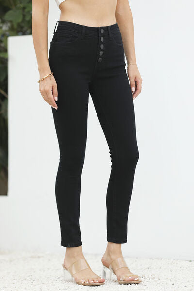 High Waist Button-Fly Slim Jeans |1mrk.com