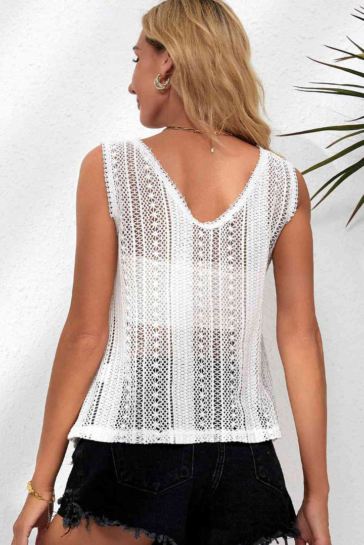 Crochet Deep V Openwork Tank | 1mrk.com