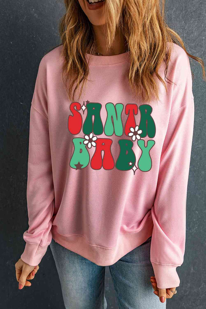 SANTA BABY Graphic Round Neck Sweatshirt |1mrk.com