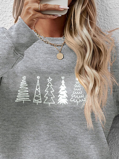 Christmas Tree Graphic Drop Shoulder Sweatshirt |1mrk.com