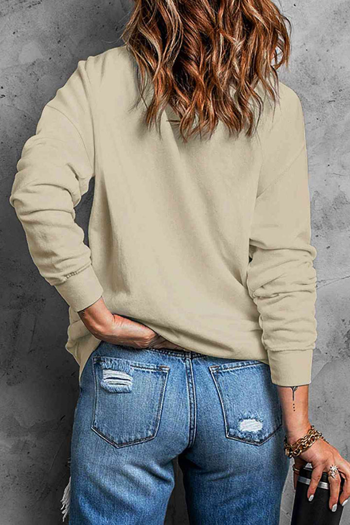 Round Neck Dropped Shoulder RODEO Graphic Sweatshirt |1mrk.com