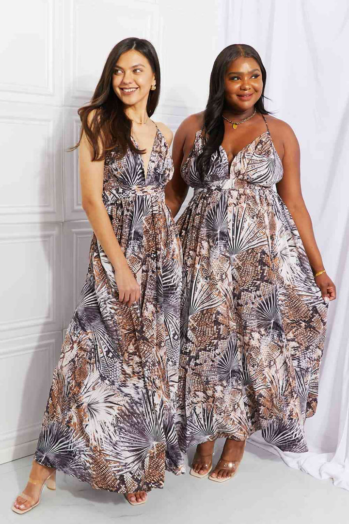 Sweet Generis Full Size Piecing It Together Printed Sleeveless Dress | 1mrk.com