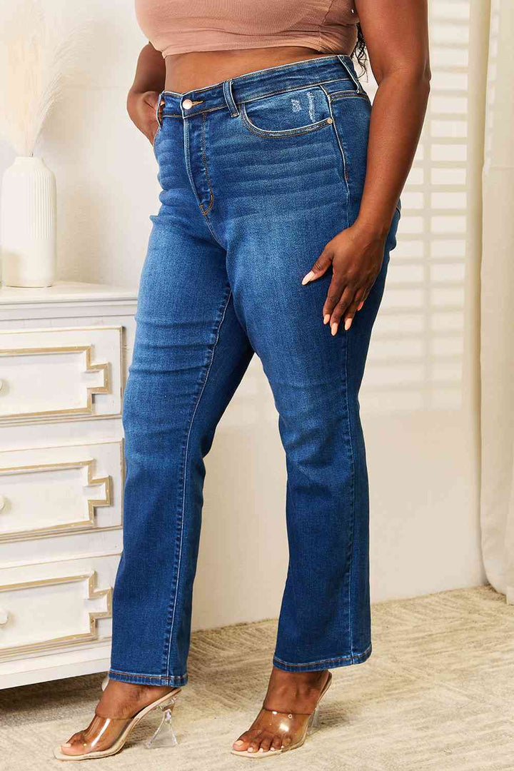 Judy Blue Full Size Straight Leg Jeans with Pockets | 1mrk.com