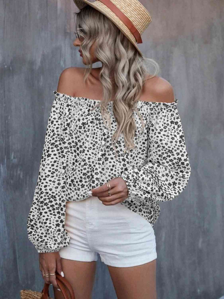 Off-Shoulder Long Sleeve Blouse | 1mrk.com