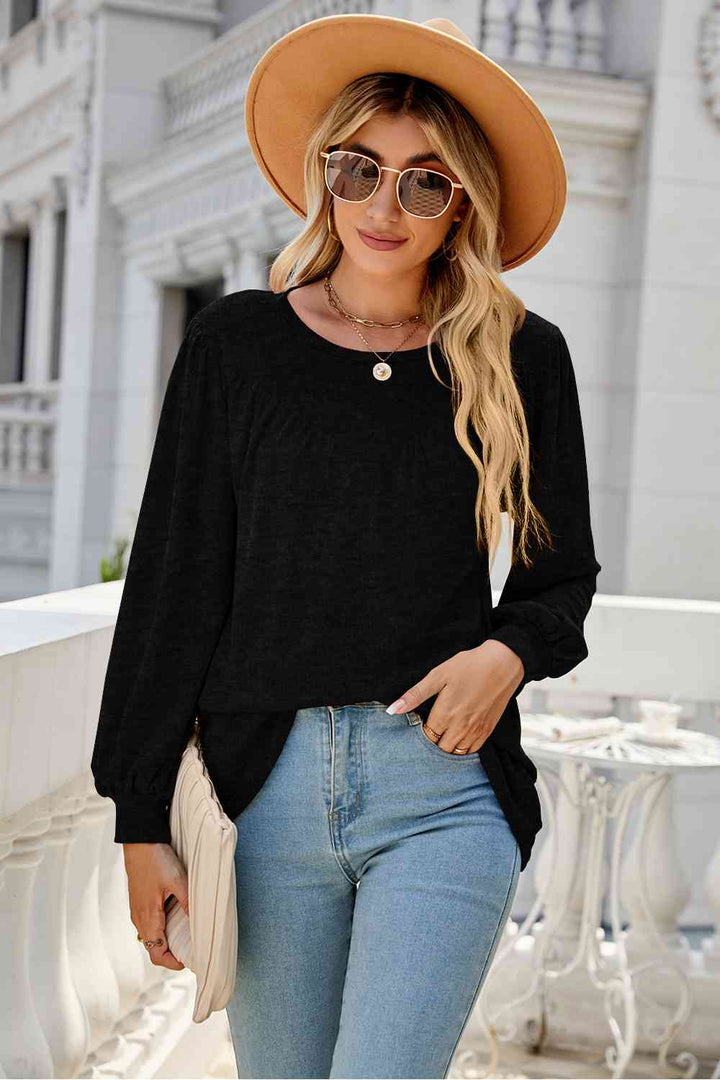 Round Neck Long Sleeve Top | 1mrk.com