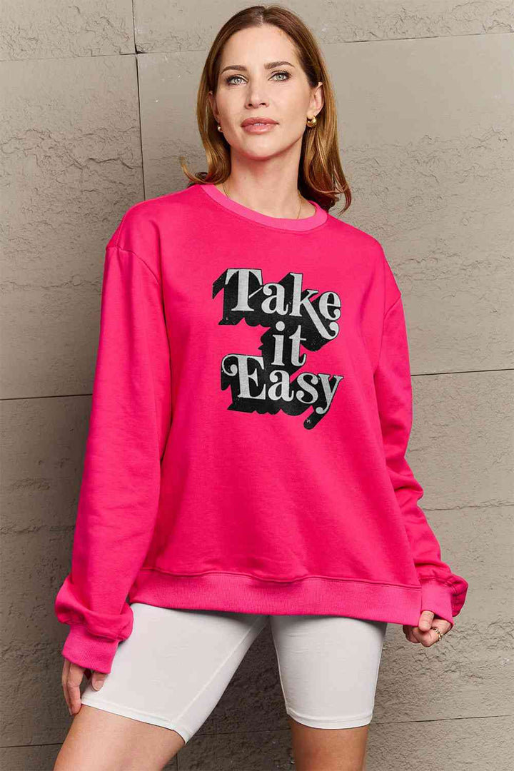 Simply Love Full Size TAKE IT EASY Graphic Sweatshirt |1mrk.com