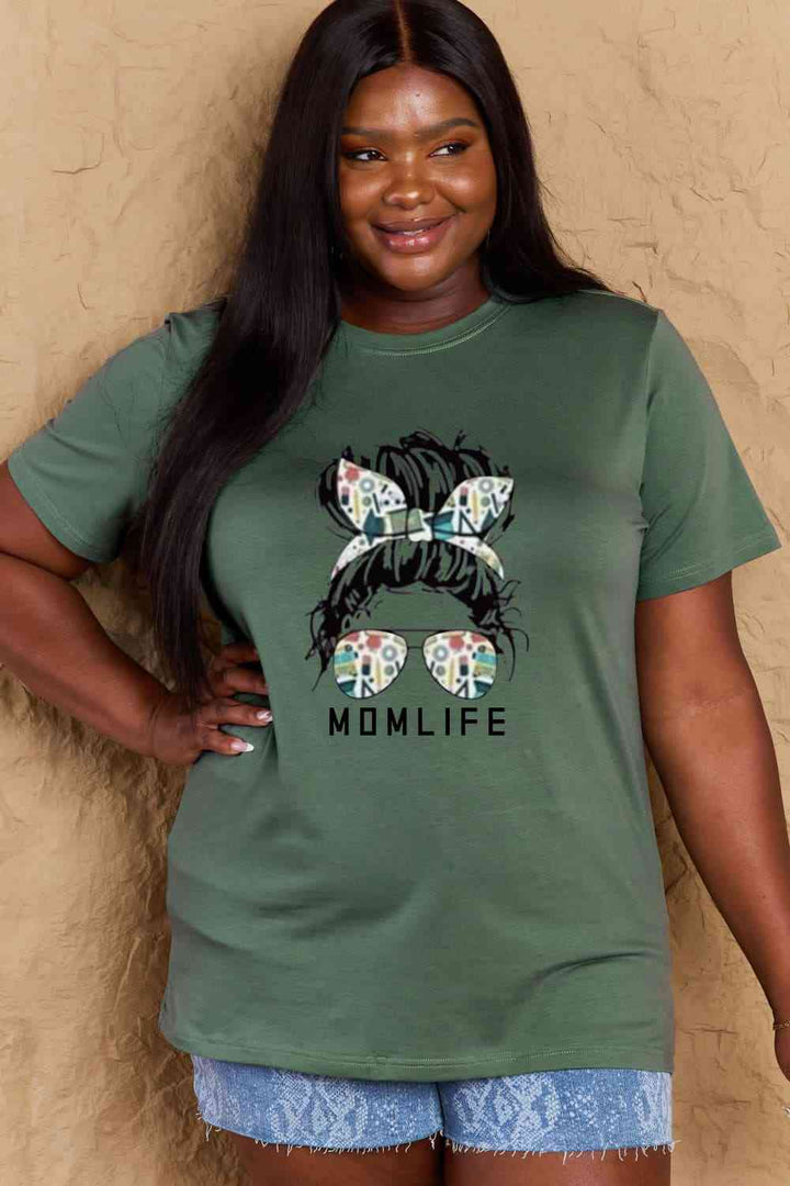 Simply Love Full Size MOM LIFE Graphic Cotton T-Shirt | 1mrk.com