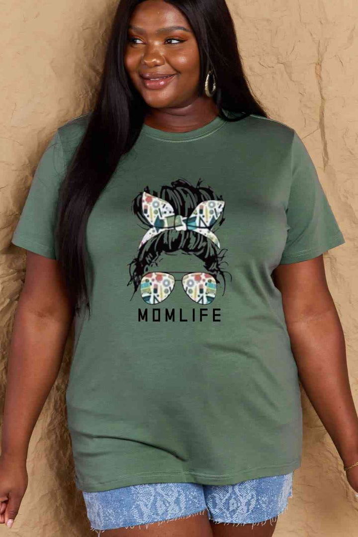 Simply Love Full Size MOM LIFE Graphic Cotton T-Shirt | 1mrk.com