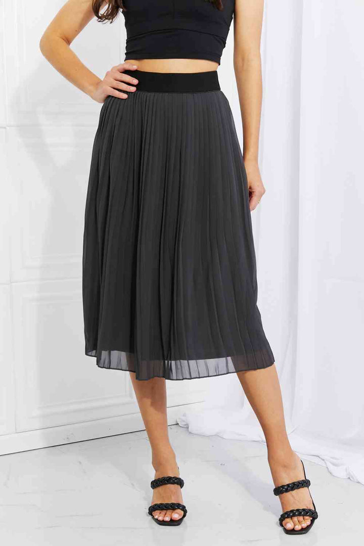Zenana Full Size Romantic At Heart Pleated Chiffon Midi Skirt | 1mrk.com