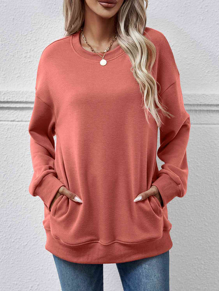 Dropped Shoulder Sweatshirt with Pockets |1mrk.com