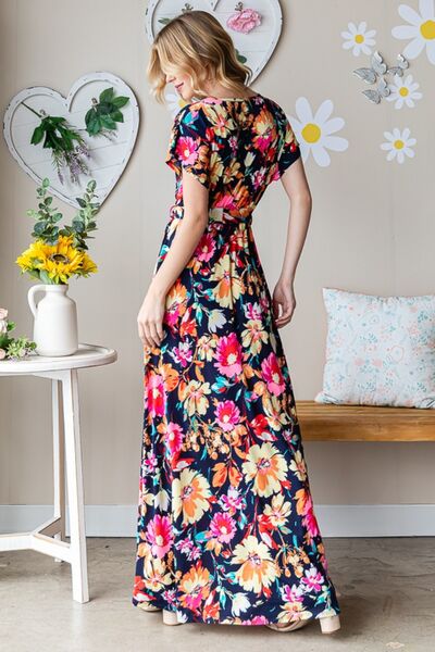 Heimish Full Size Floral Surplice Tie Waist Maxi Dress |1mrk.com