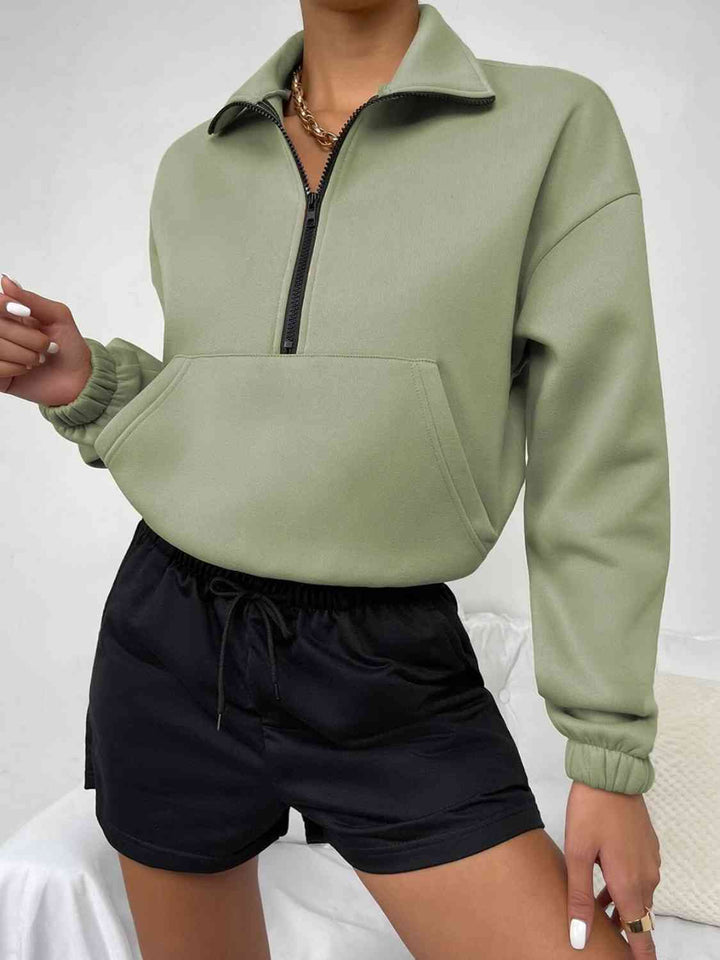 Half-Zip Dropped Shoulder Sweatshirt |1mrk.com