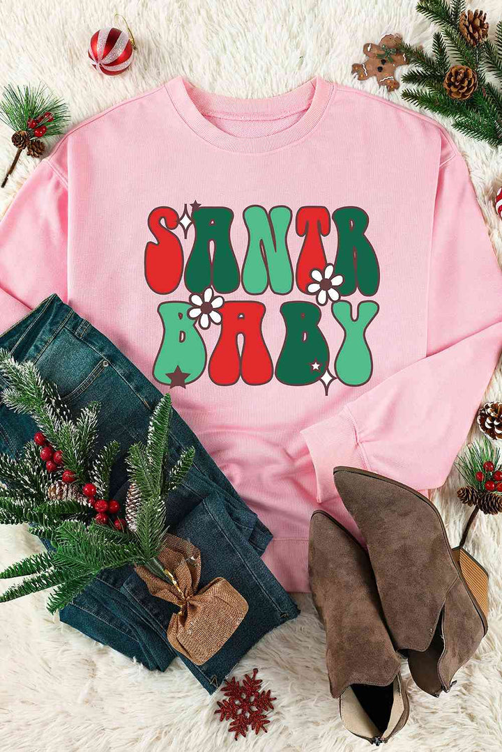 SANTA BABY Graphic Round Neck Sweatshirt |1mrk.com