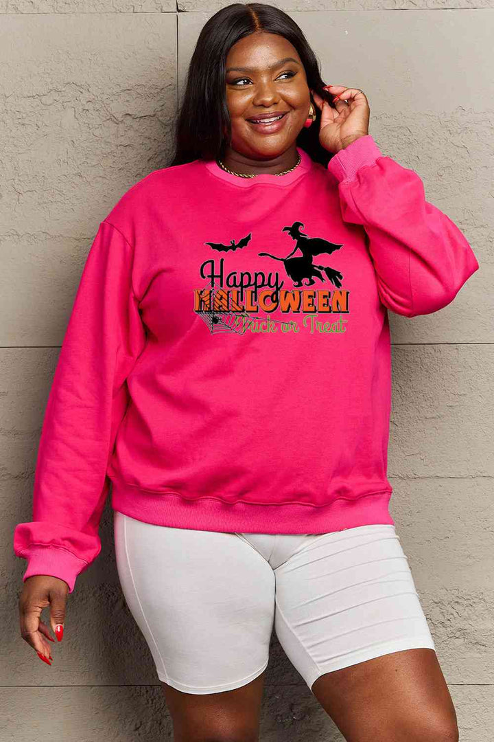 Simply Love Full Size HAPPY HALLOWEEN TRICK OR TREAT Graphic Sweatshirt |1mrk.com