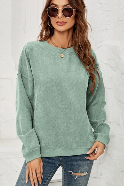 Dropped Shoulder Round Neck Sweatshirt |1mrk.com