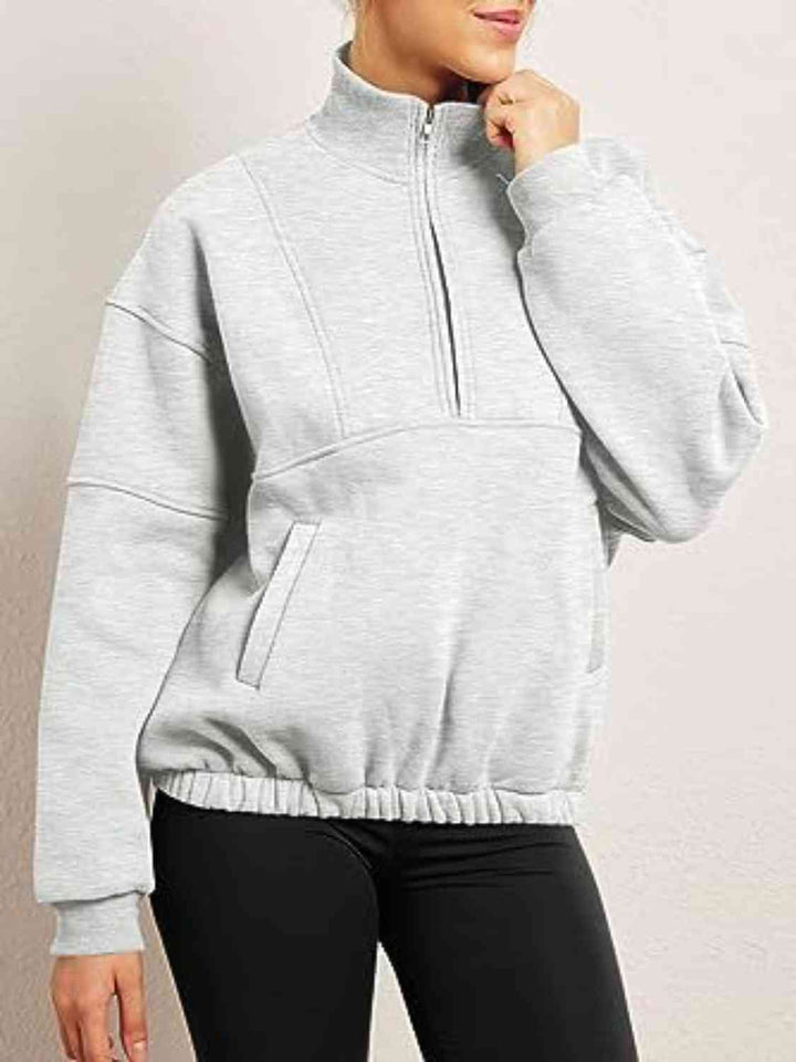 Half-Zip Long Sleeve Sweatshirt |1mrk.com