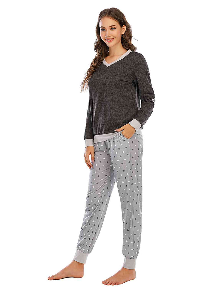 Long Sleeve Top and Polka Dot Pants Set | 1mrk.com