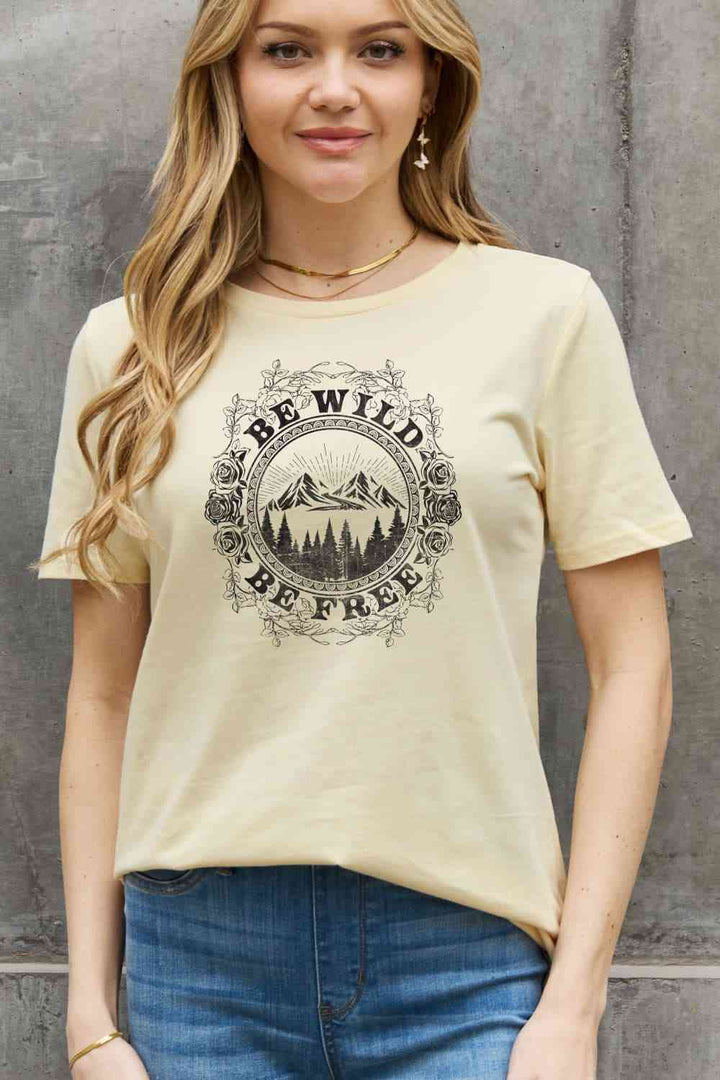 Simply Love Full Size BE WILD BE FREE Graphic Cotton T-Shirt | 1mrk.com