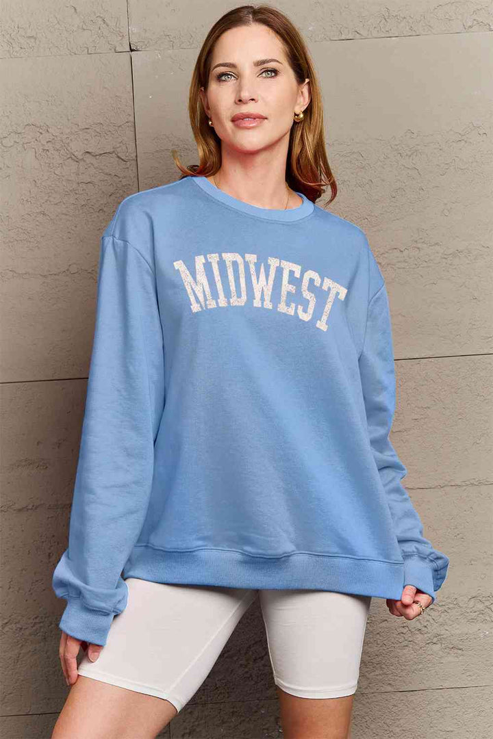 Simply Love Full Size MIDWEST Graphic Sweatshirt |1mrk.com