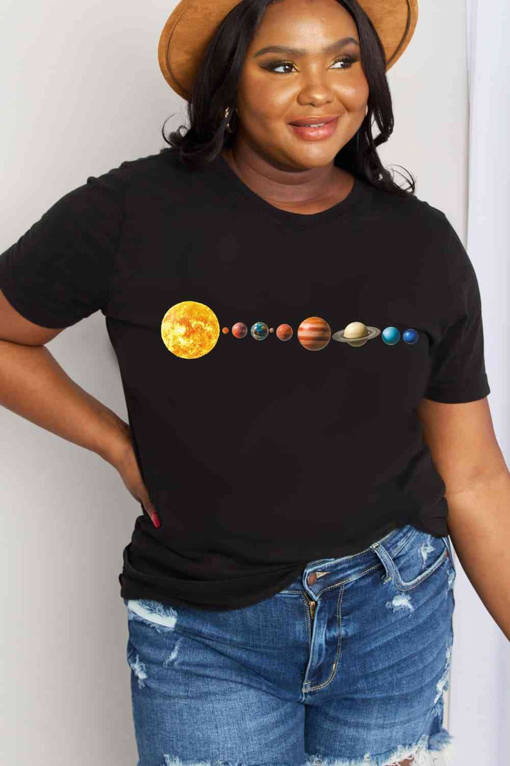 Simply Love Full Size Solar System Graphic Cotton Tee | 1mrk.com